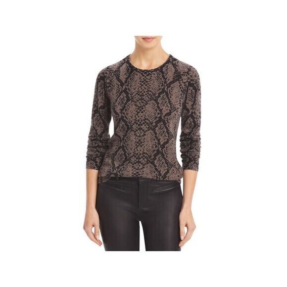 C By Bloomingdales Women S Brown Snake Print Long-Sleeve Cashmere Sweatshirt